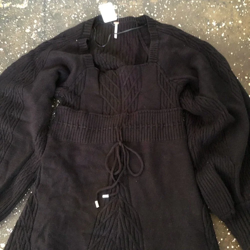 Free People Emmaline Mini Dress Black Knit - Picture 8 of 8